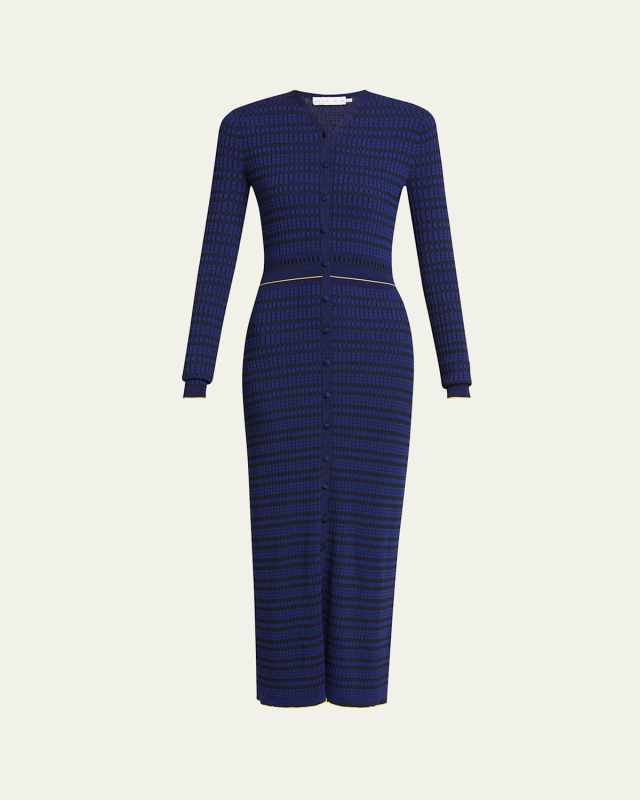 Ivanna Long-Sleeve Micro Check Dress